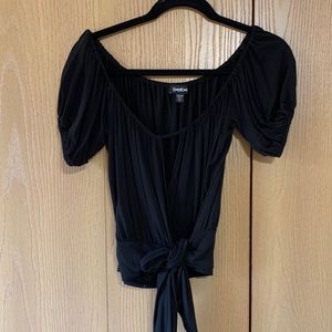Bebe black tie wrap top